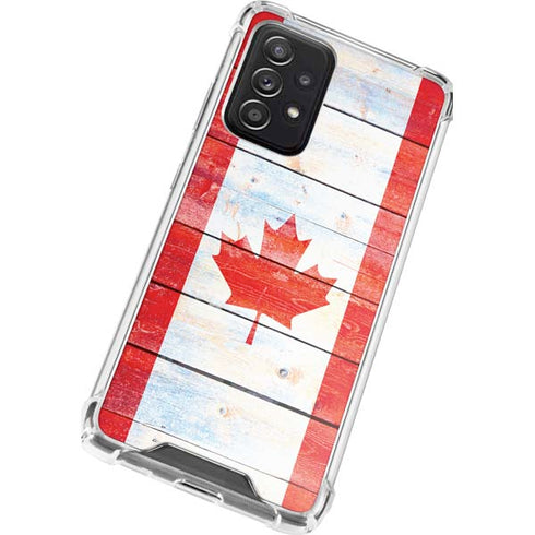 Canada Flag Light Wood Galaxy A72 5G Clear Case